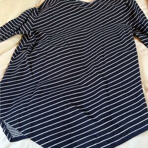 Vince Camuto Navy and White Striped Long Sleeve Top